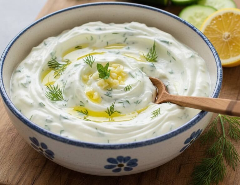 un bol de sauce tzatziki maison